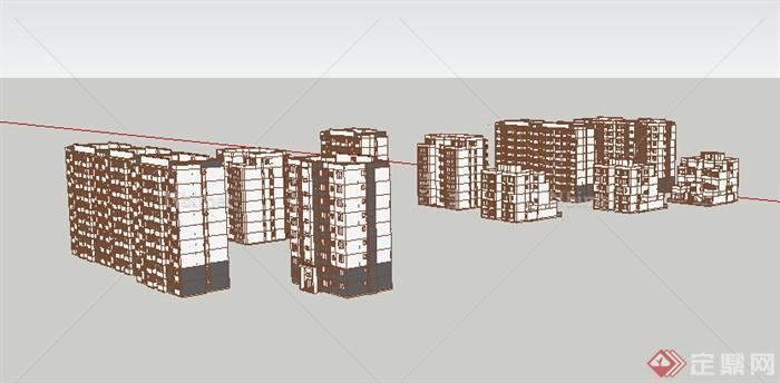 某地区居住小区住宅建筑SU模型图