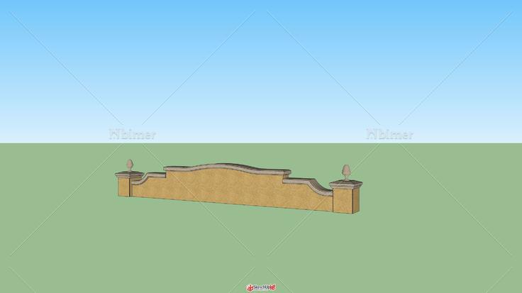 矮墙、景墙 SU模型 西班牙风格
