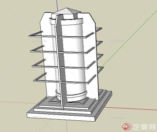 一款造型丰富的景观草地灯具设计SketchUp(SU)3D