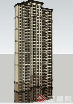 某一现代风格高层住宅建筑SU模型图