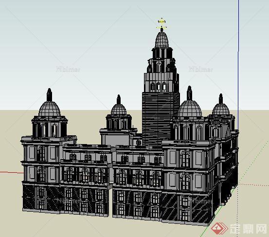 某古典欧式风格议会大楼建筑设计su模型[原创]