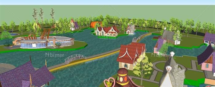 欧式童话小镇主题公园Su精致设计模型[原创]
