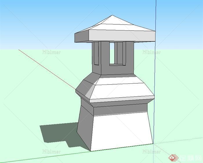 石灯塔设计su模型