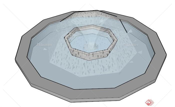 11款喷泉水景、水池su模型