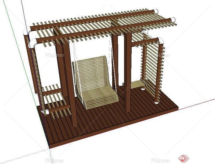 庭院摇椅花架设计SU模型