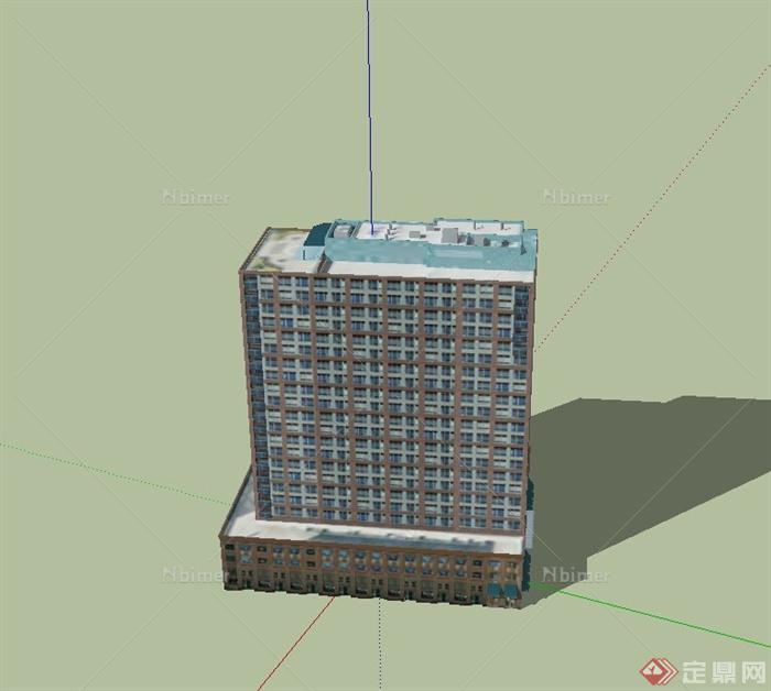 现代某都市酒店建筑设计SU模型