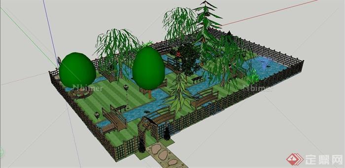 某乡村田园风格庭院景观规划设计SU模型[原创]
