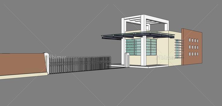 现代门卫室及入口(78869)su模型下载