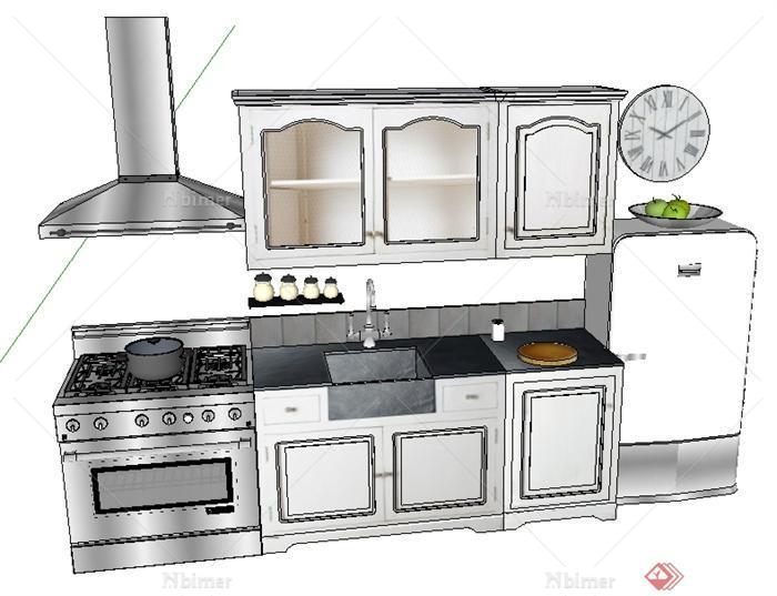 某现代厨房厨卫设施组合su模型