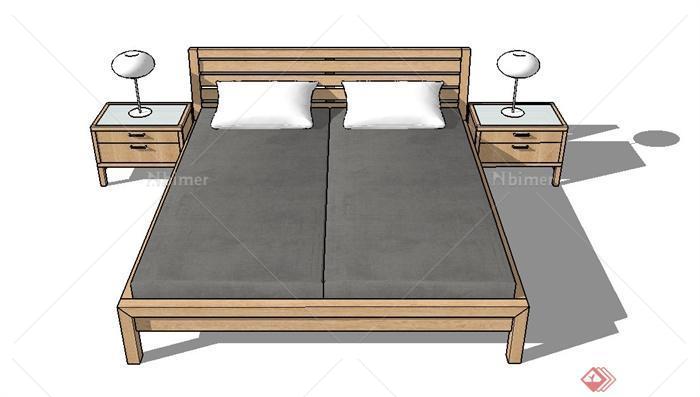 木质双人折叠床设计SU模型[原创]