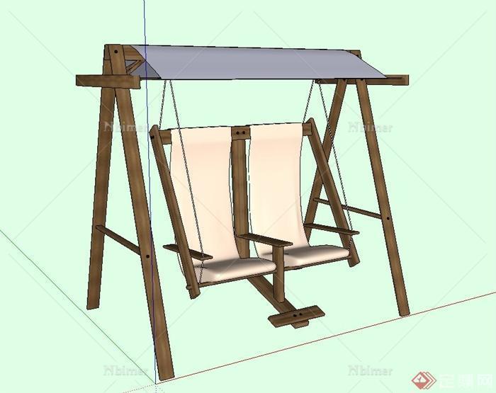 双人廊架秋千椅设计su模型
