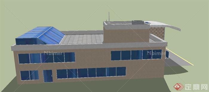 现代某两层港务局建筑设计SU模型