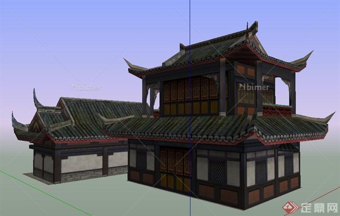 古典中式寺庙文化建筑设计su模型