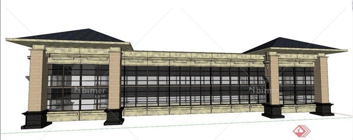 新古典风格景观长廊设计su模型