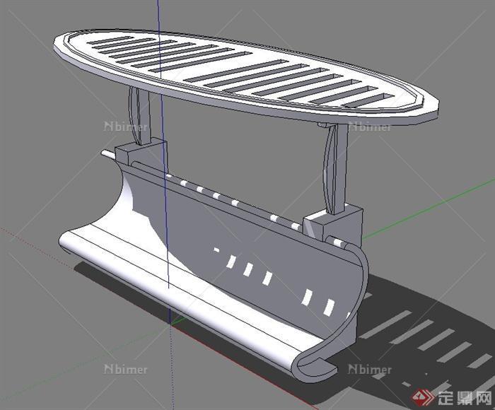 椭圆形廊架坐凳设计SU模型