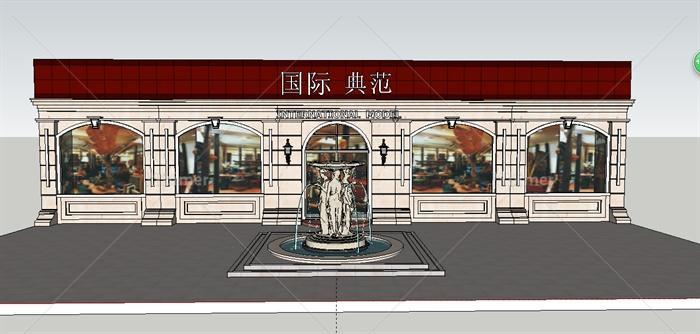 欧式风格婚纱店门面设计su模型[原创]