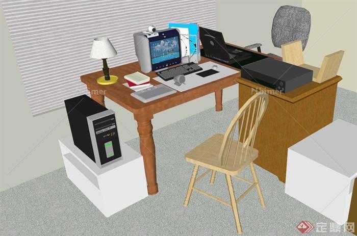 室内装饰书桌椅设计su模型