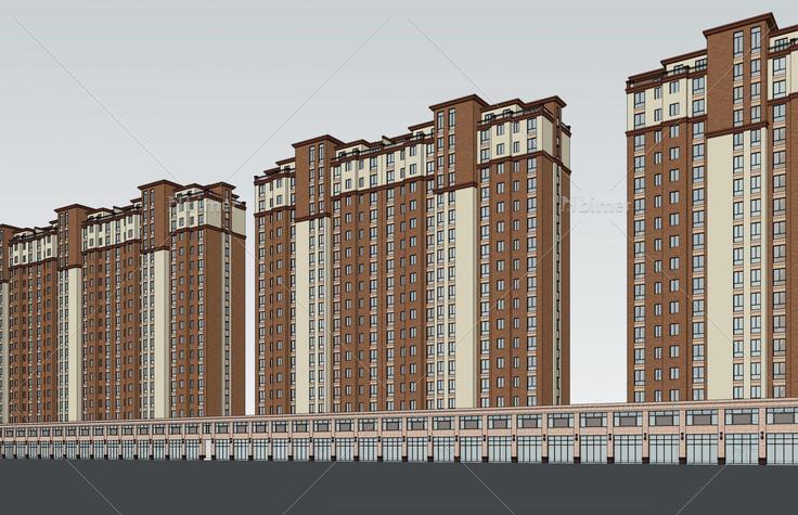 简欧风格商业住宅楼(47006)su模型下载