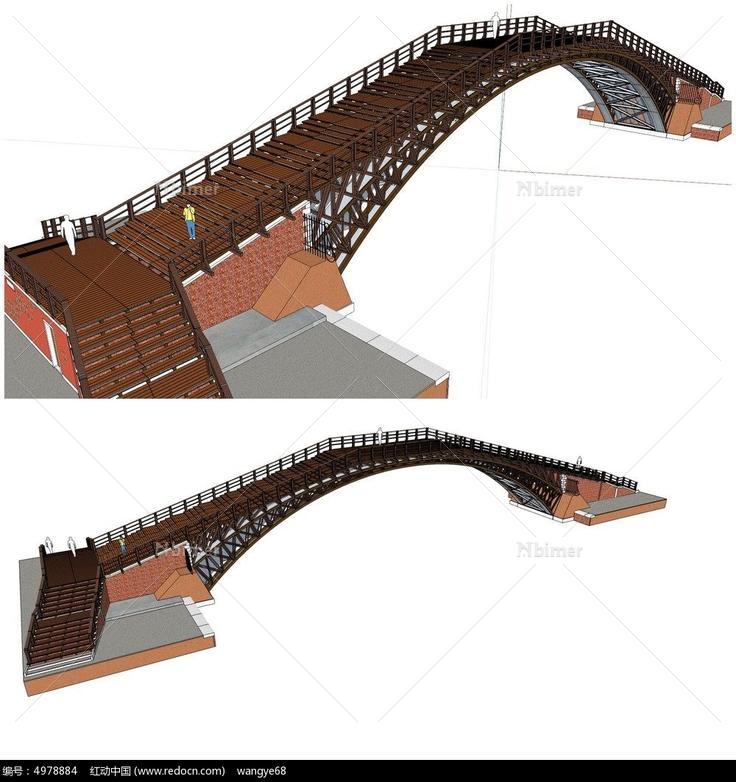 现代时尚拱桥su模型
