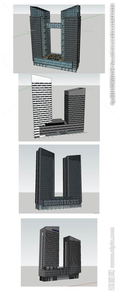 办公楼建筑草图大师SU模型图片