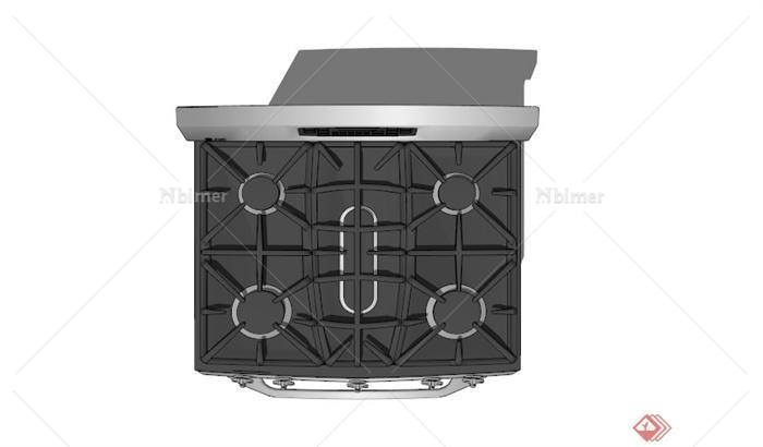厨房电器煤气灶烤箱组合设计SU模型[原创]
