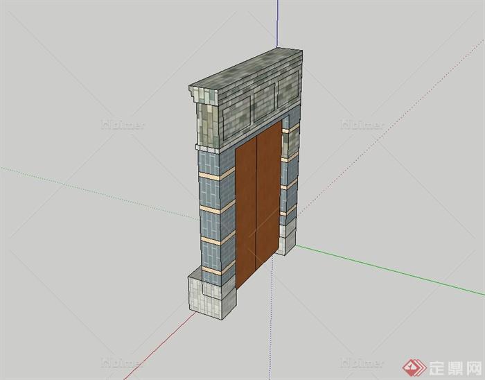 古典中式精致景墙、门设计su模型