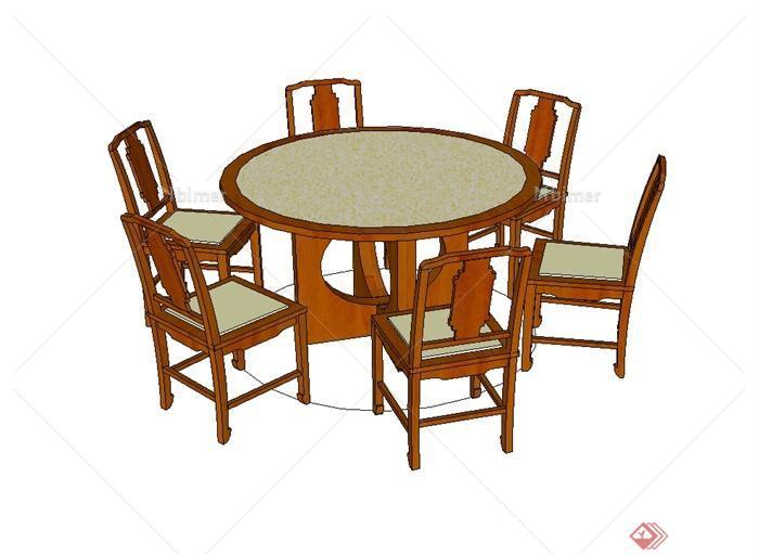 古典中式风格四种不同的餐桌椅设计su模型[原创]