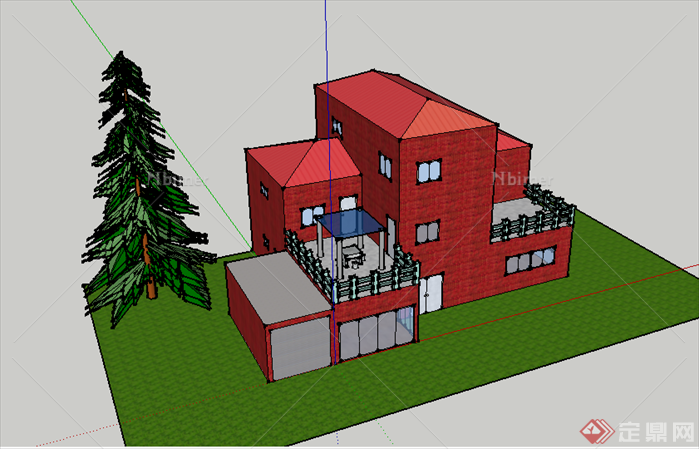 某现代风格小别墅建筑方案设计SU模型
