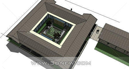 现代四合院sketchup模型