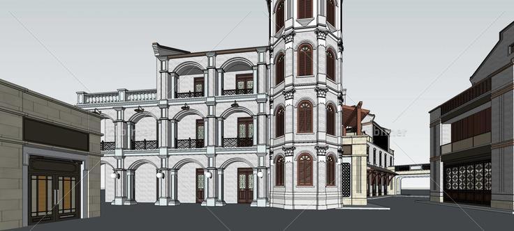 民国风格商业街(74431)su模型下载
