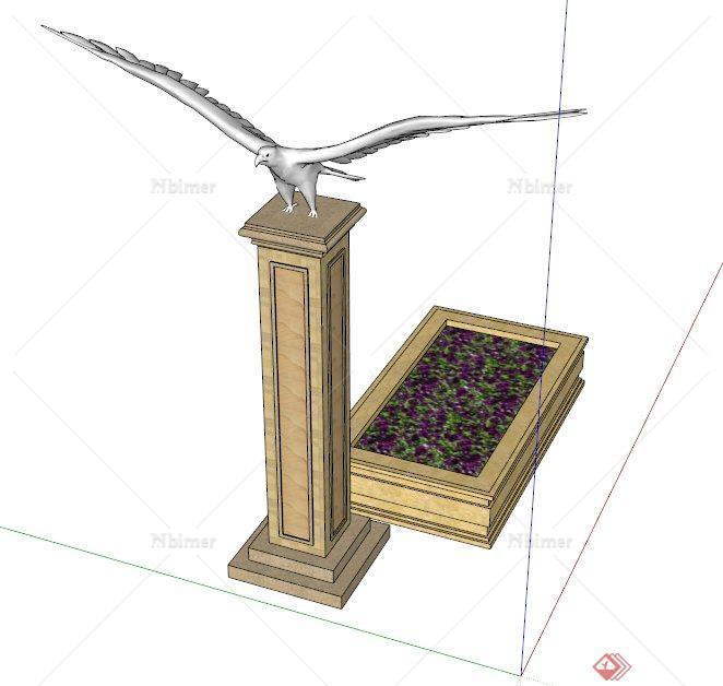 景观柱花池组合设计SU模型