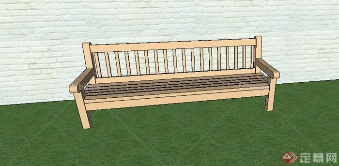 某木质长条坐凳设计SU模型