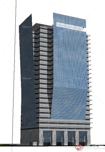 现代风格高层写字楼办公楼建筑设计su模型