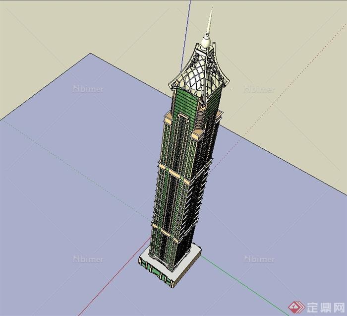 某欧式风格办公塔楼建筑设计su模型[原创]