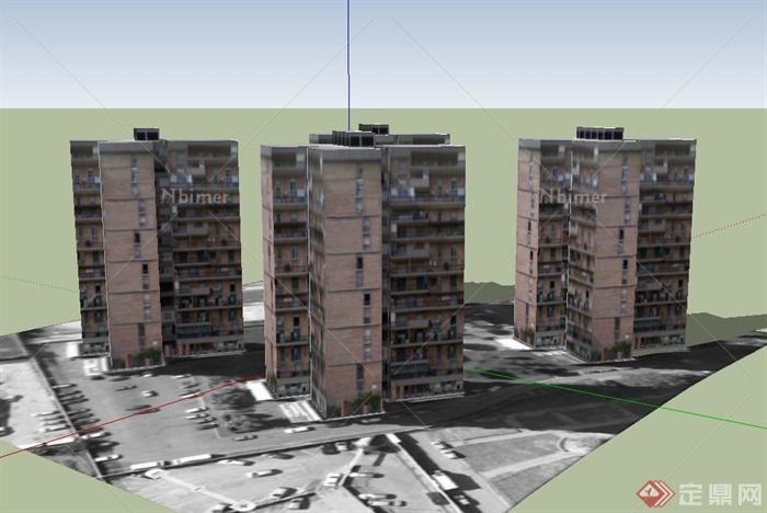 某多栋城中村老住宅建筑设计SU模型