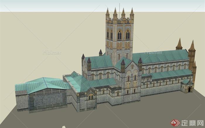 巴克法斯特修道院建筑设计SU模型