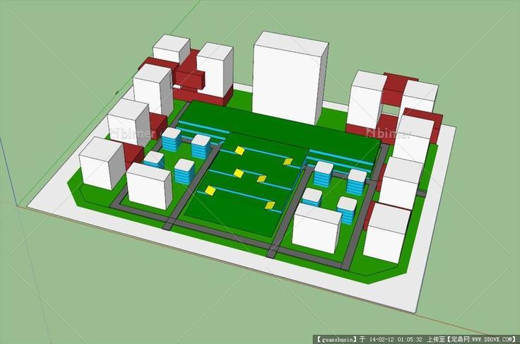 新区开发模型体块su