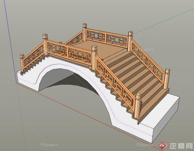 中式风格景观木桥设计su模型[原创]