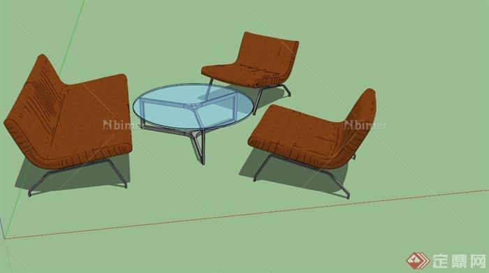 某现代设计沙发茶几组合SU模型[原创]