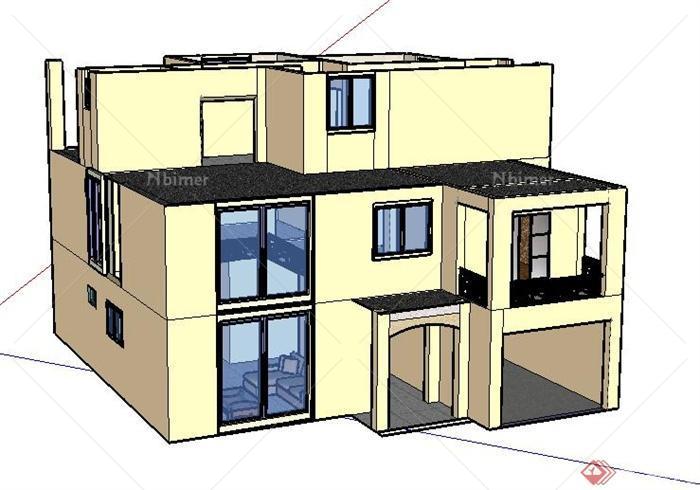 三层住宅别墅建筑设计su模型