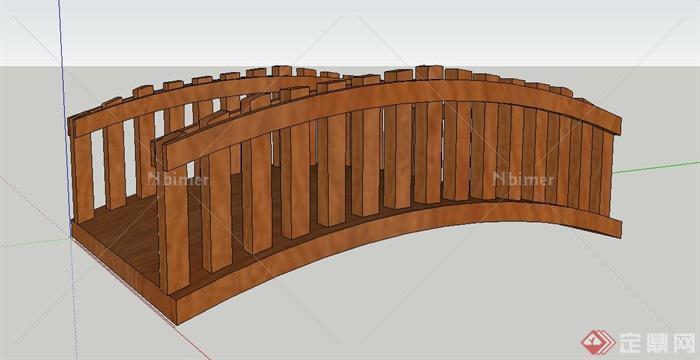 园林景观节点木圆拱桥设计SU模型