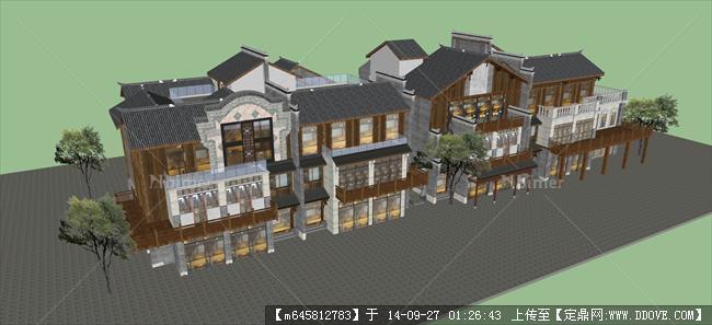Sketch Up 精品模型----中式风格双拼别墅建筑设