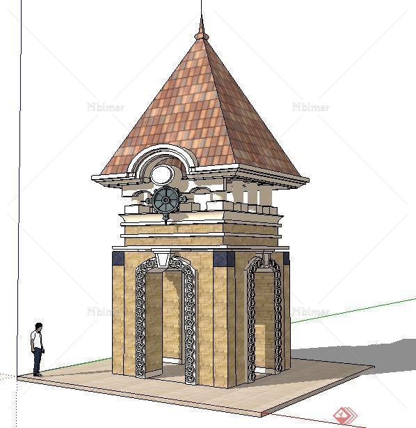 西班牙风格景观亭设计su模型