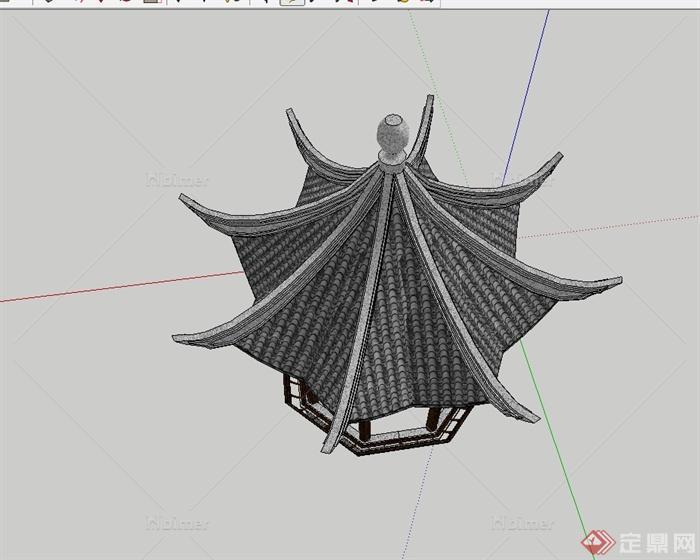 古典中式风格八角凉亭设计su模型[原创]