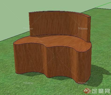 园林景观之木座椅设计su模型