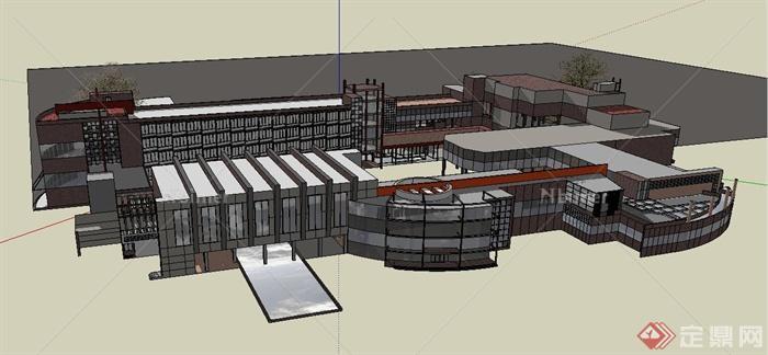 现代某多层学校综合建筑设计SU模型