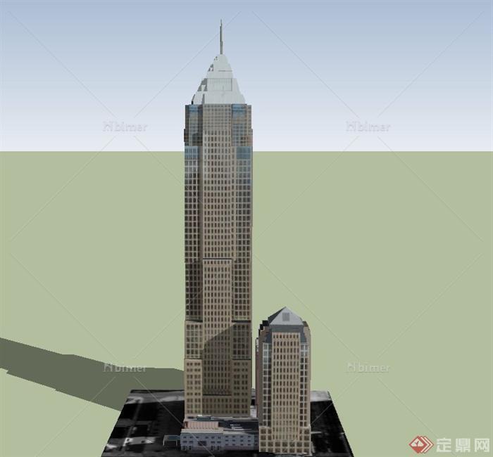 现代某高层办公大厦建筑设计US模型