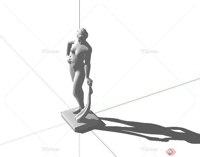 欧式风格裸女人物雕像设计su模型[原创]