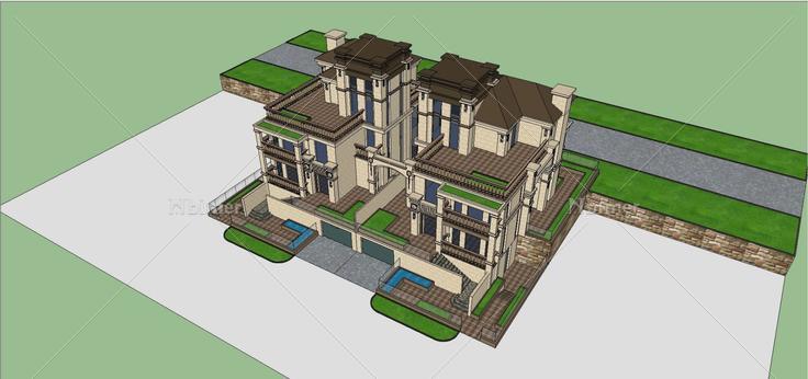 中式 现代 别墅 102404(202897)su模型下载