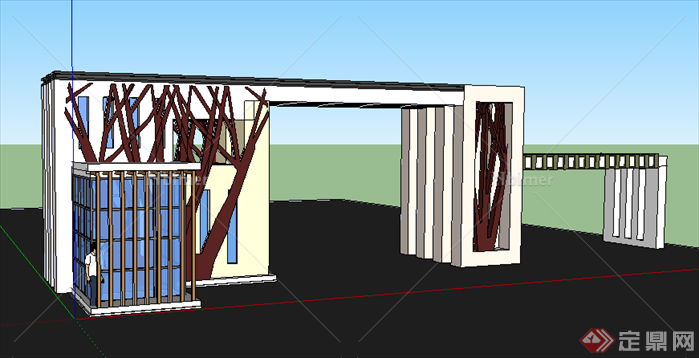 某现代风格园林景观大门设计SU模型素材63